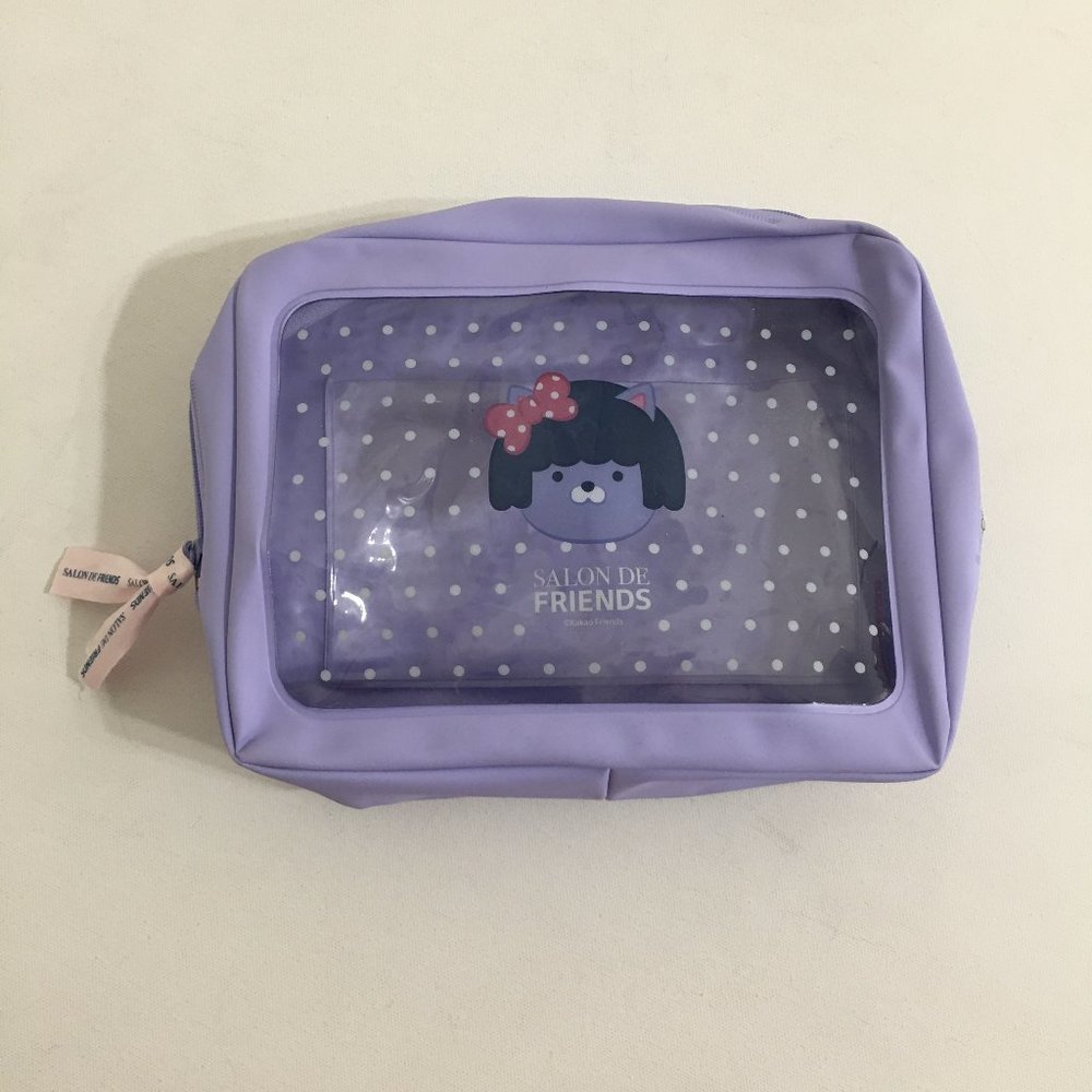 Kakao Friends NEO Purple Cosmetic Bag Pouch Case Clear See Through Vinyl Front